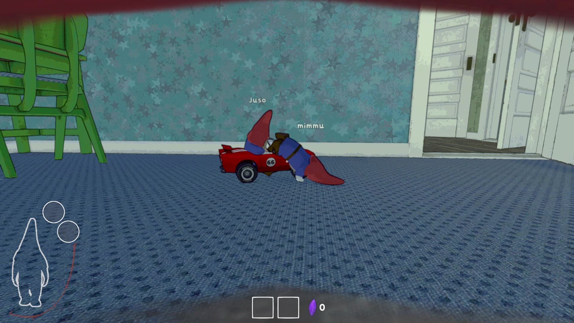 Gnomes sneaking into a house at night